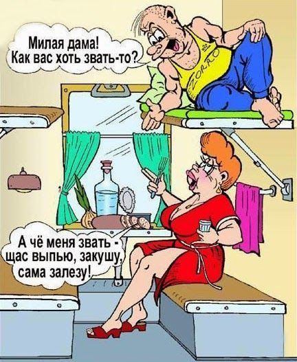 Карикатура у купе поїзда
