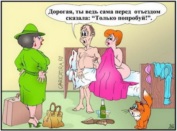 карикатура дружина у відрядженні