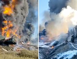 Paviešinti traukinio katastrofos Rusijoje vaizdai